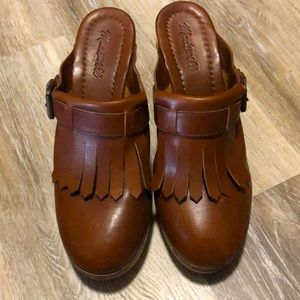 MADEWELL Fringe Leather Clog Heels